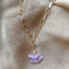 Collar Amatista cadena paperclip