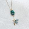 Collar Lariat Malaquita - Colibrí y Zirconia